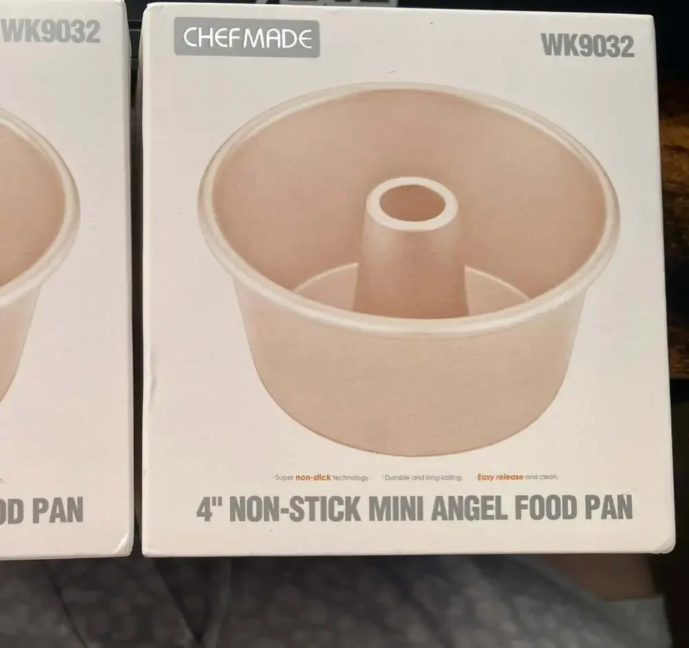 2 CHEFMADE Mini Angel Food Pan Set, 4 Inch Non-Stick Champagne Gold 1-2 Day Ship
